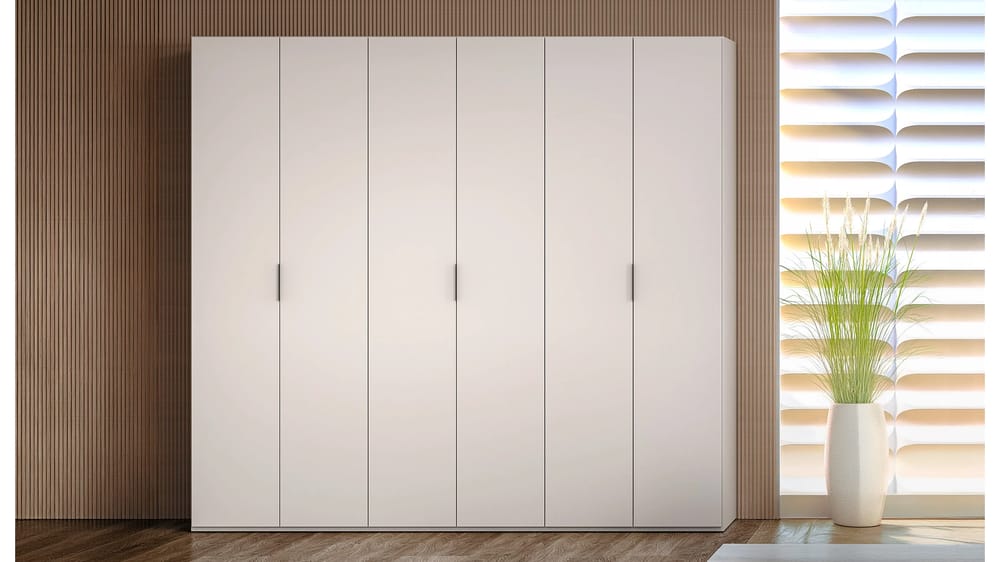 ARMADIO 6 ANTE BATTENTI  LARA CASHMERE / ANTRACITE L. 258CM P. 59CM H 240CM