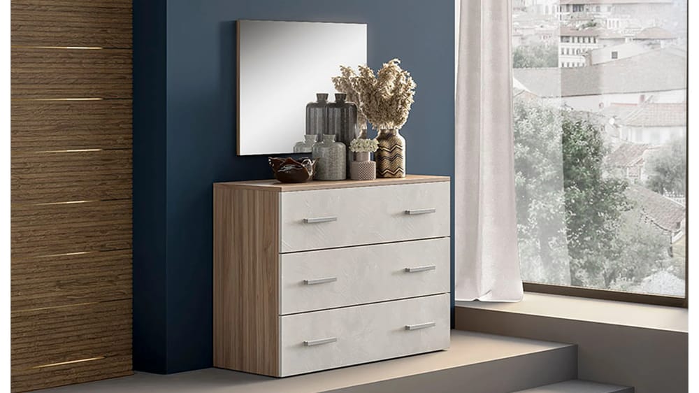 COMO' ELETTRA NOCE/GRIGIO CHIARO SPATOLATO L. 107CM P. 47CM H. 46CM