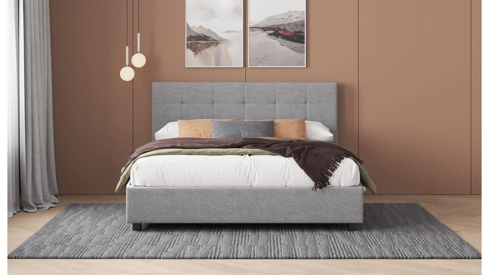 LETTO IMBOTTITO SENNA MATRIMONIALE 160 TESSUTO CON CONTENITORE L.180CM P. 203CM H. 110CM
