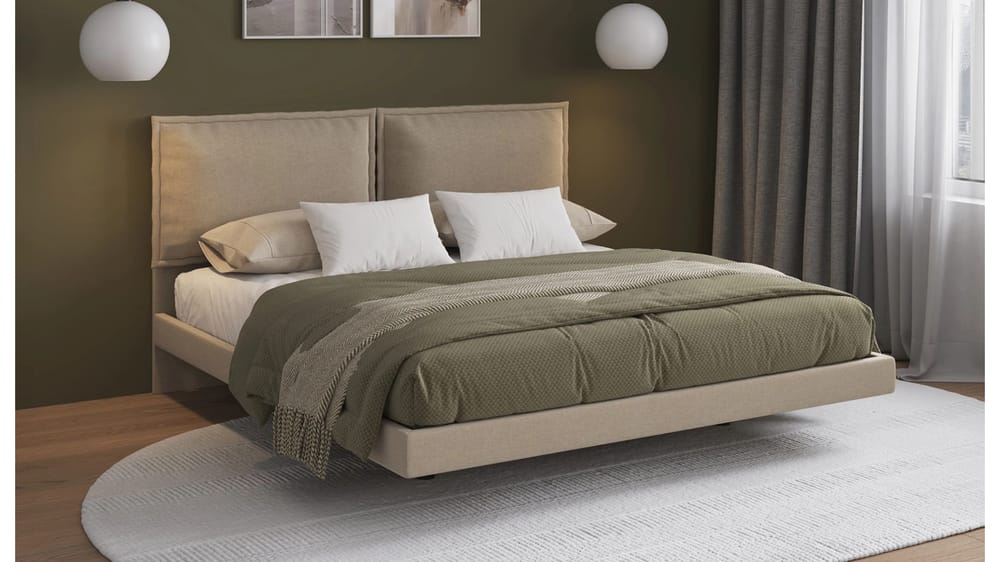 LETTO IMBOTTITO MOON MATRIMONIALE 160 TESSUTO SOSPESO L. 184CM P. 206CM H. 112CM