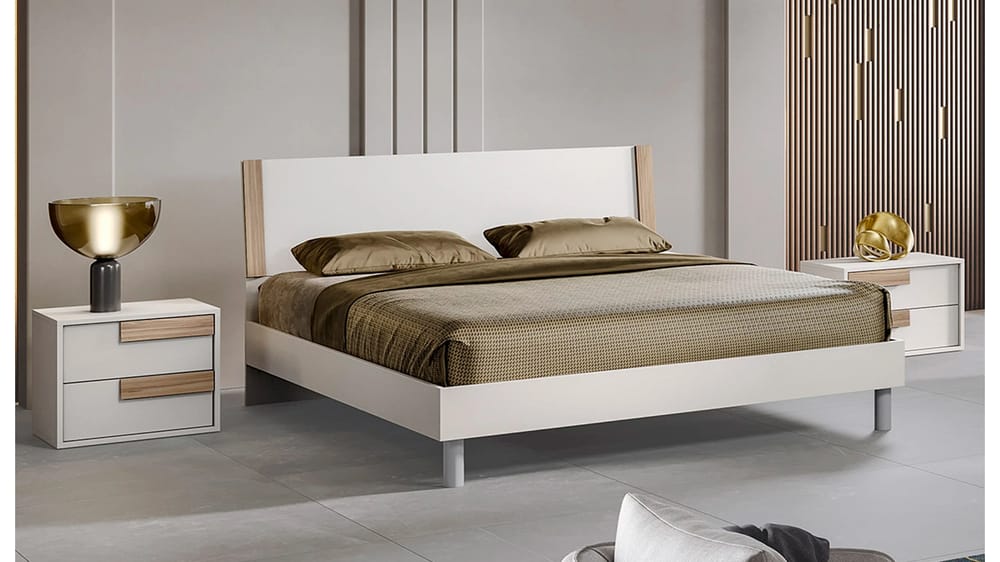 LETTO GIROLETTO MARTINA CASHMERE/NOCE L. 170CM P. 206CM H. 88CM