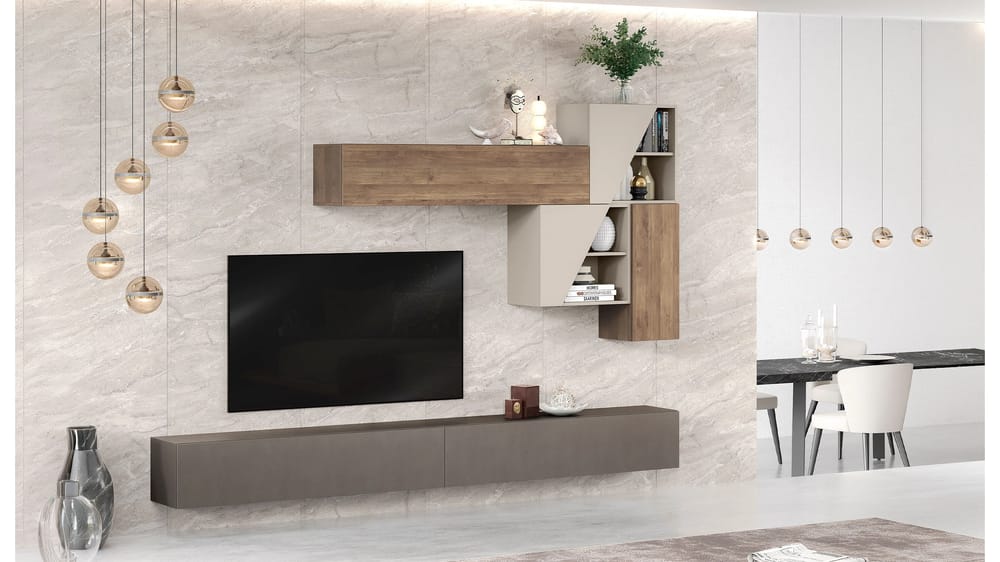 NEXT COMPOSIZIONE 21 BRONZO / CASHMERE / MERCURE L. 276CM P. 30CM SP. 16MM