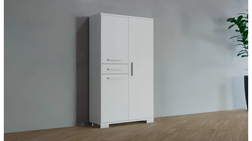 MOBILE MEDIO SCARPIERA 3 ANTE 1 CASSETTO 5 RIPIANI L.70CM H.135CM P.36CM BIANCO FRASSINO
