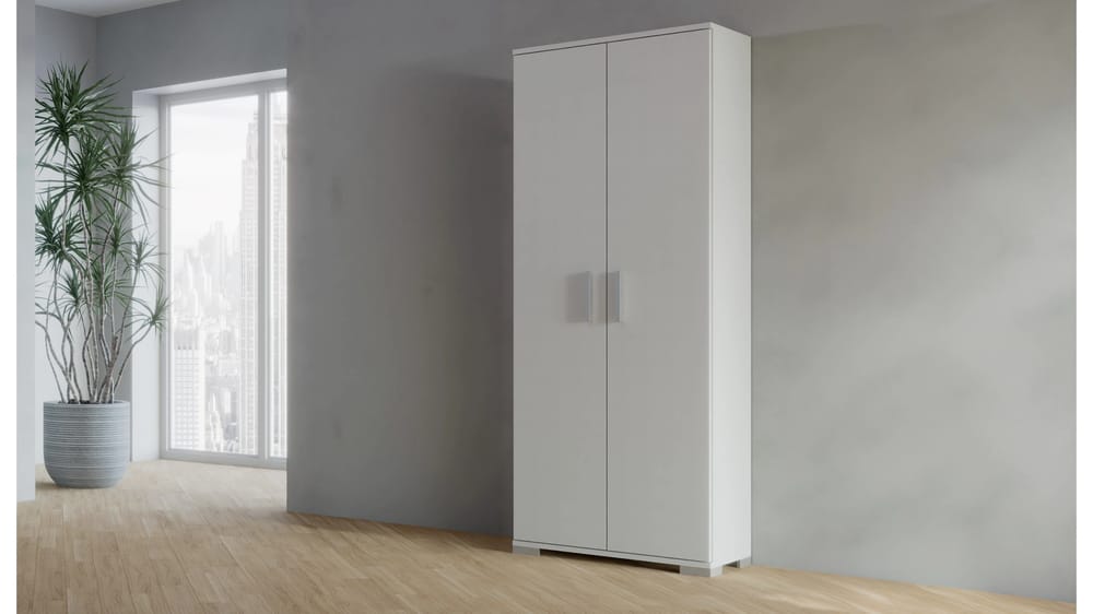 MOBILE SCARPIERA 2 ANTE 4 RIPIANI L.70CM H.180CM P.36CM BIANCO FRASSINO