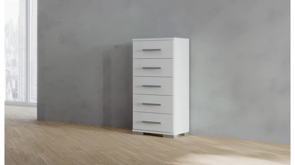 MOBILE CASSETTIERA 5 CASSETTI L. 40CM P. 36CM H. 90CM BIANCO FRASSINO