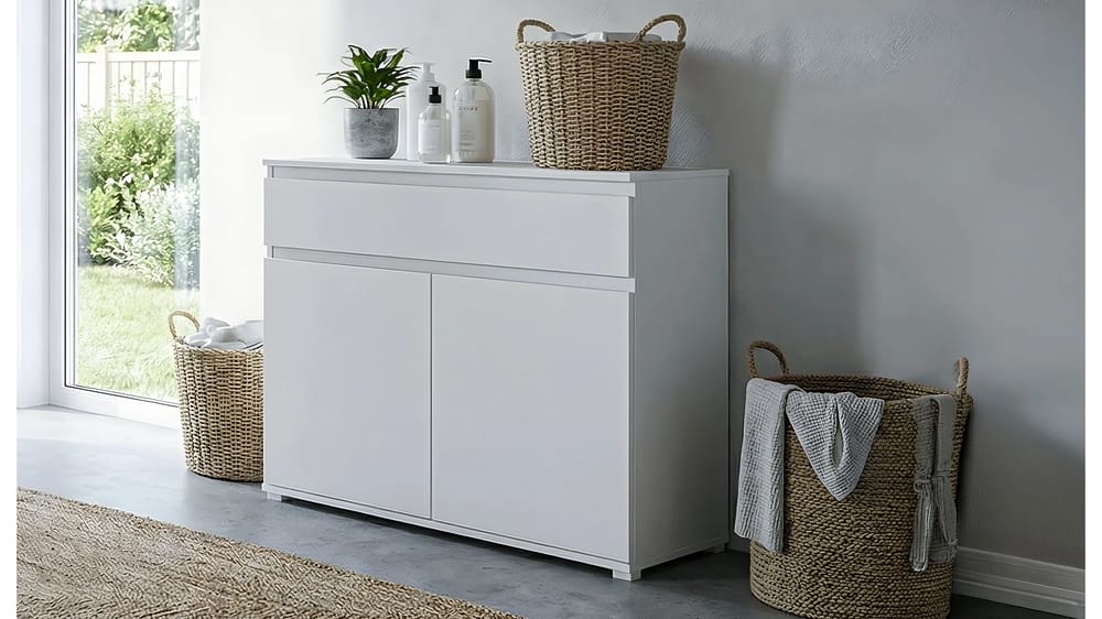 MULTIUSO 2 ANTE 1 CASSETTO 1 RIPIANO L. 70CM P. 35CM H. 82CM - BIANCO