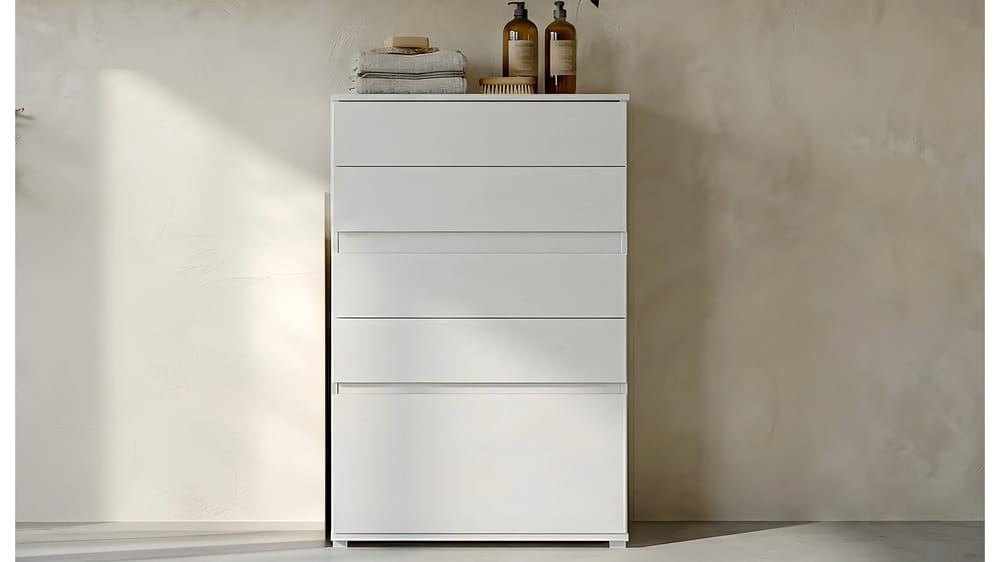 MULTIUSO 4 CASSETTI 1 CASSETTONE L. 70CM P. 45CM H. 125CM - BIANCO