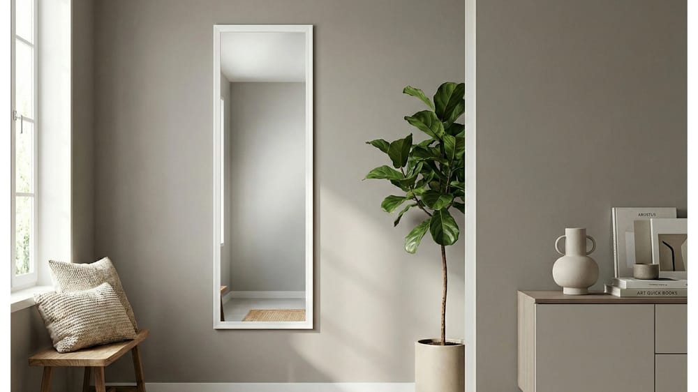 SPECCHIERA RIVA CON CORNICE BIANCA L 38 H 121 SP 1,5 CM