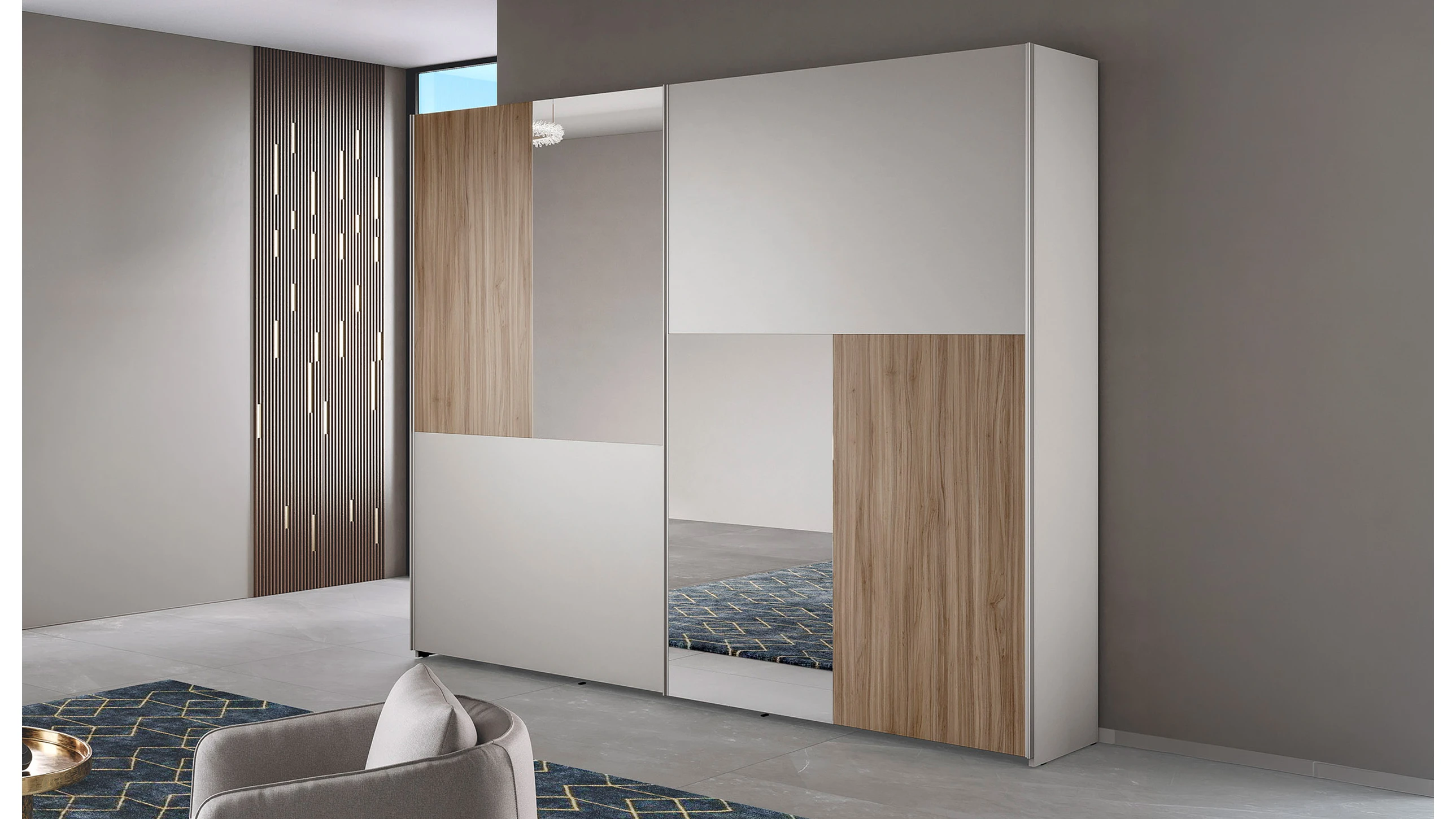 Armadio 2 ante scorrevoli con specchio 258x240 cm  - sophie