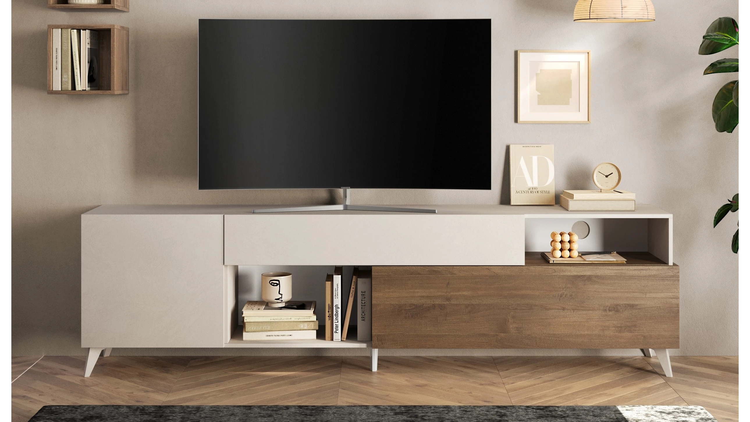 Mobile TV 2 ante 1 cassetto L 241 cm H 67 cm - dubai 