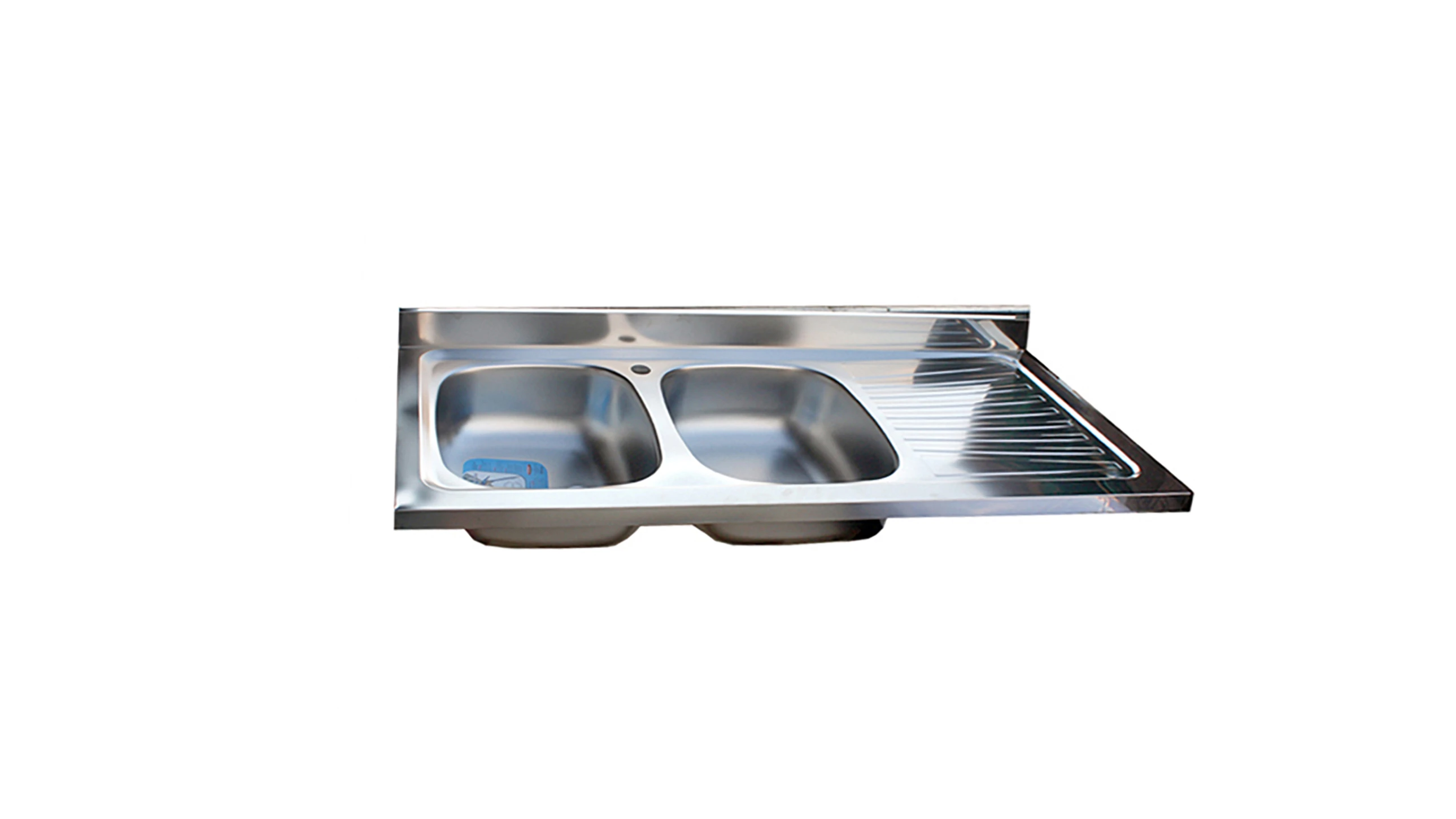 Lavello da appoggio in acciaio inox 120 cm -doppia vasca