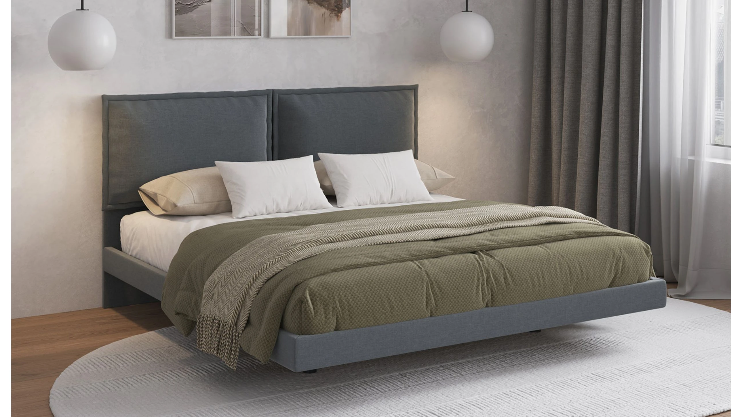 LETTO IMBOTTITO MOON MATRIMONIALE 160 TESSUTO SOSPESO L. 184CM P. 206CM H. 112CM