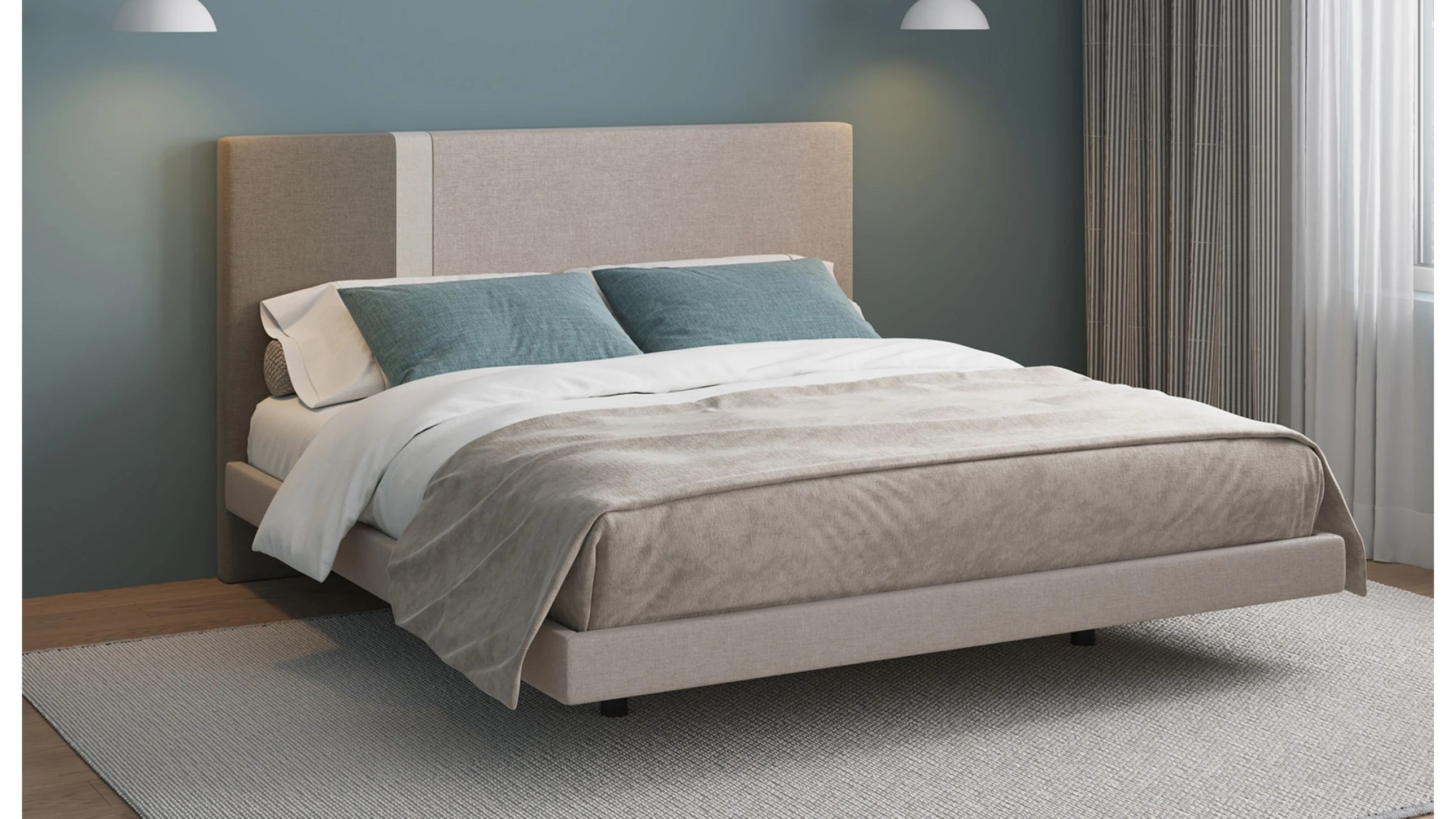 LETTO IMBOTTITO ALTHEA MATRIMONIALE 160 TESSUTO SOSPESO ELEPHANT | BEIGE | TORTORA L. 180CM P. 212CM H. 110CM
