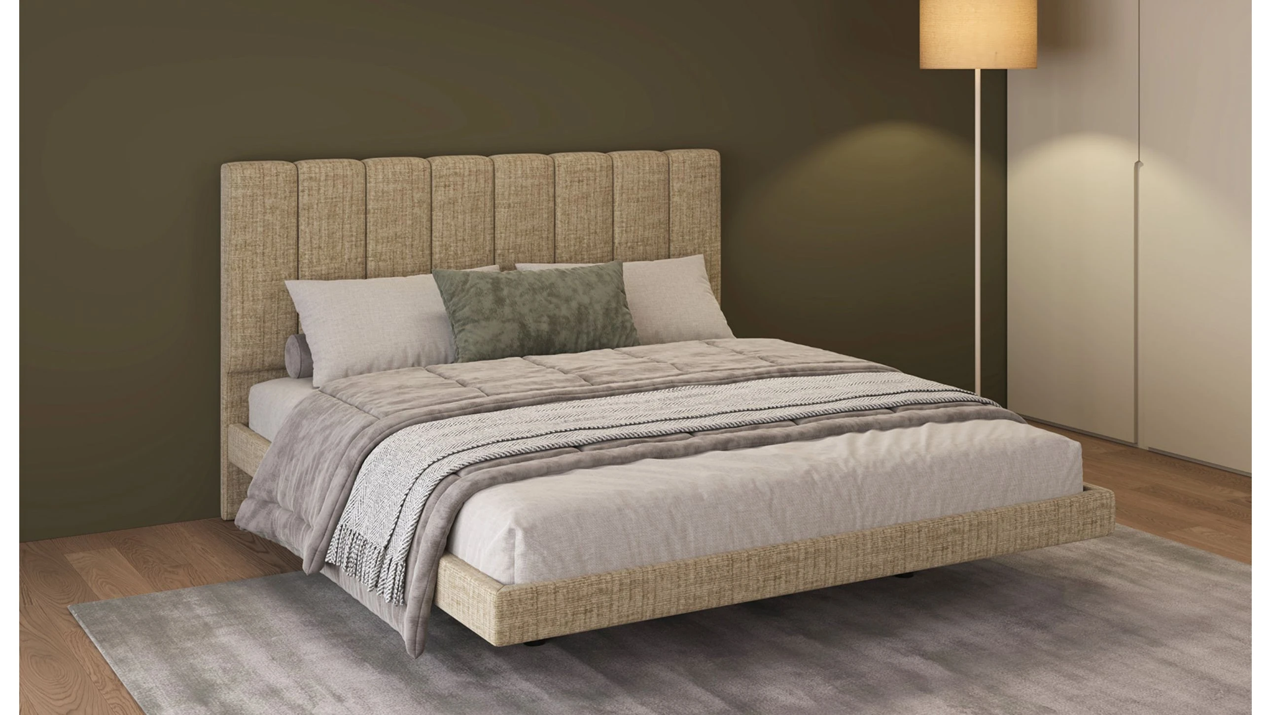 LETTO IMBOTTITO JANE MATRIMONIALE 160 TESSUTO SOSPESO L. 183CM P. 207CM H. 117CM