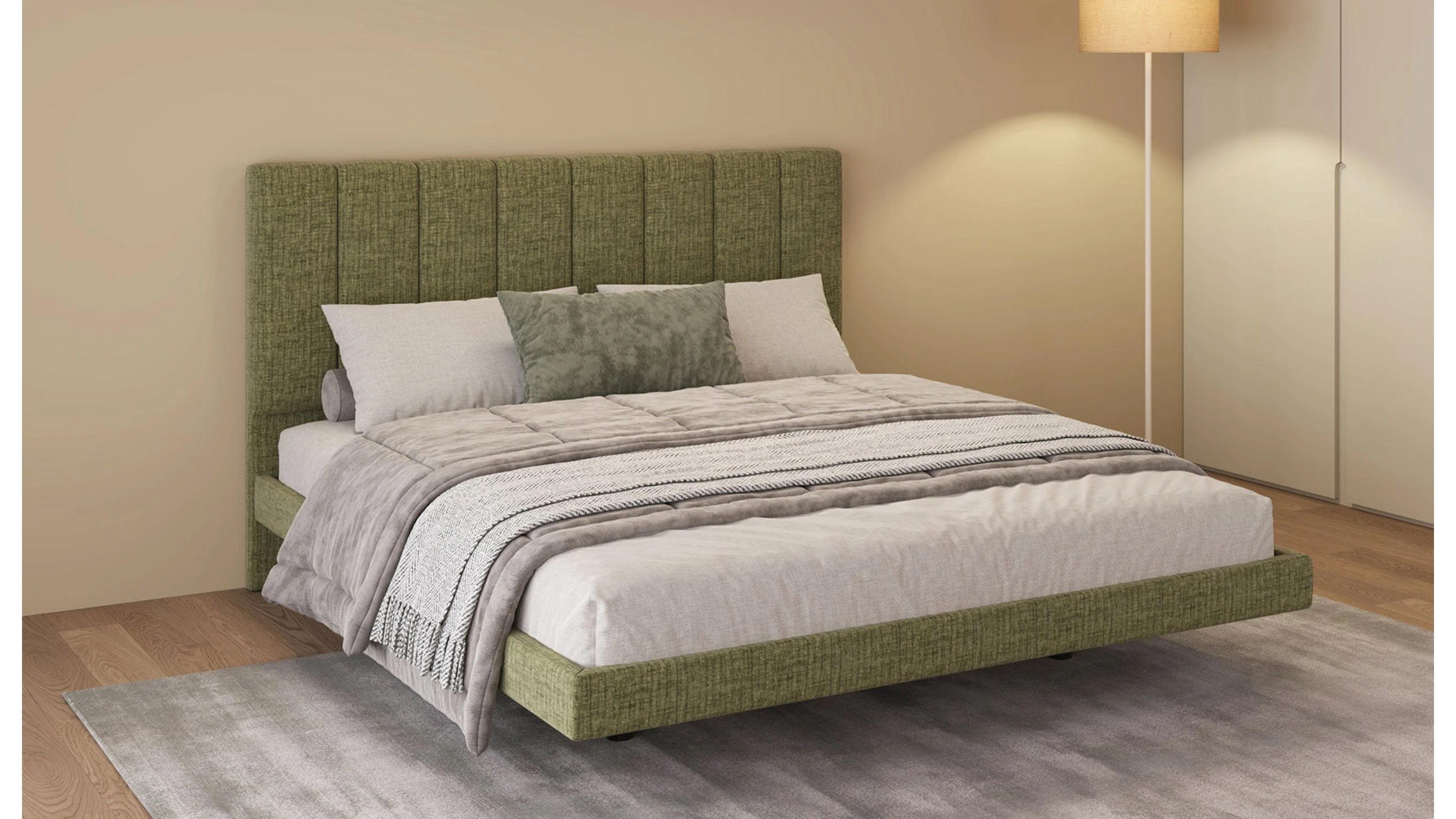LETTO IMBOTTITO JANE MATRIMONIALE 160 TESSUTO SOSPESO L. 183CM P. 207CM H. 117CM