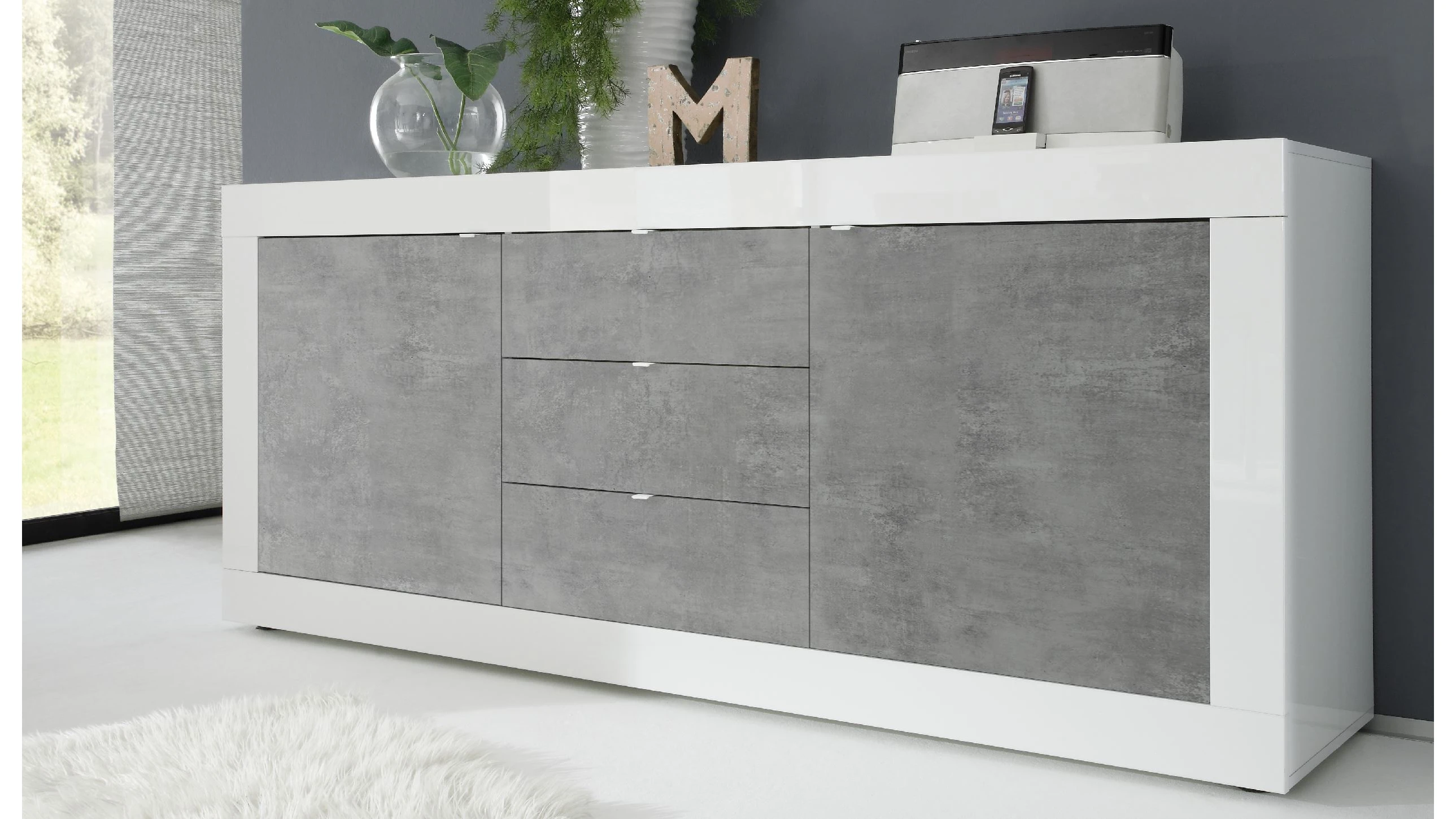 Madia 2 ante 3 cassetti L 207 cm H 86 cm - brooklyn 