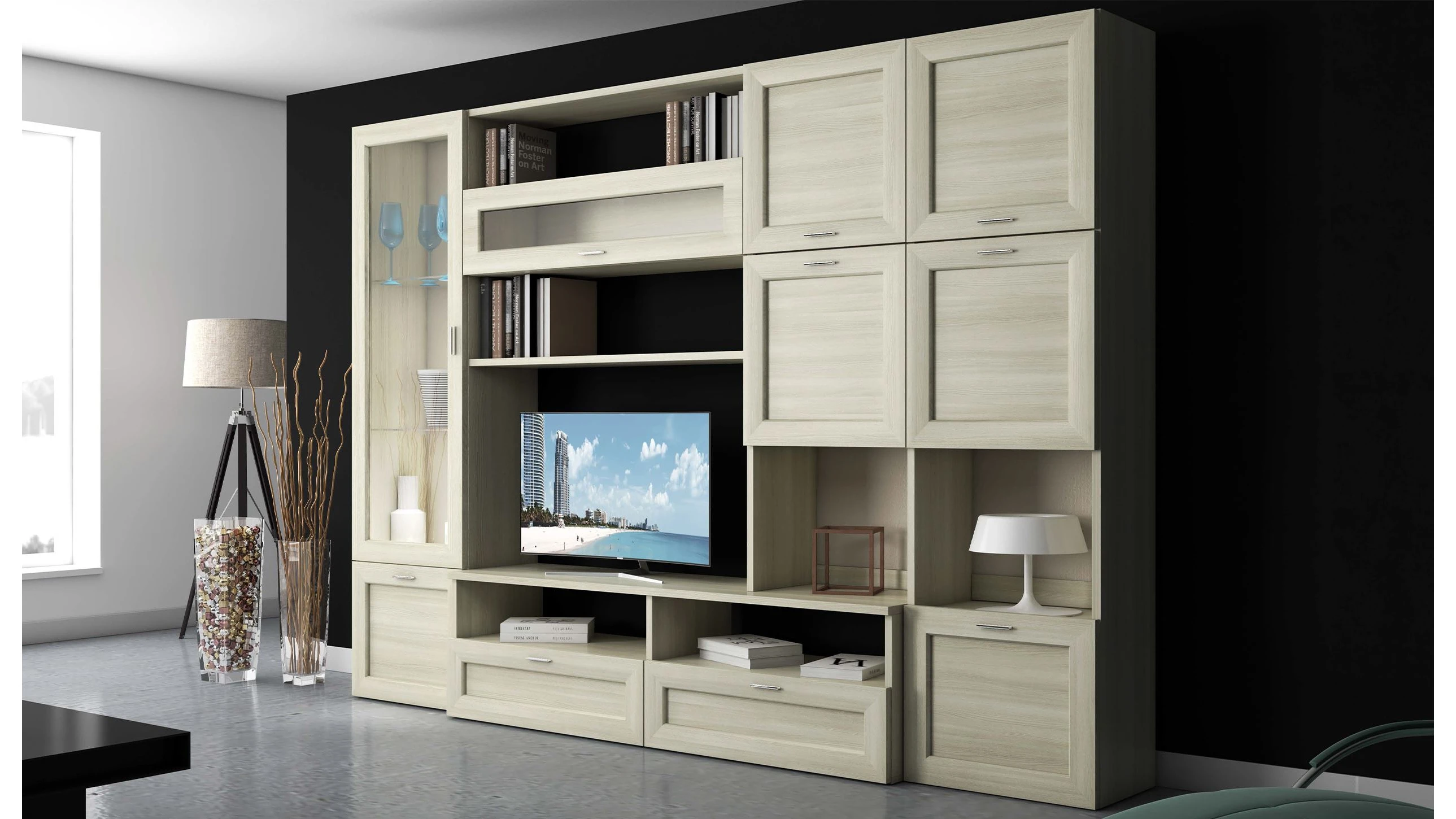 Parete Attrezzata L 300 cm H 212 cm - como