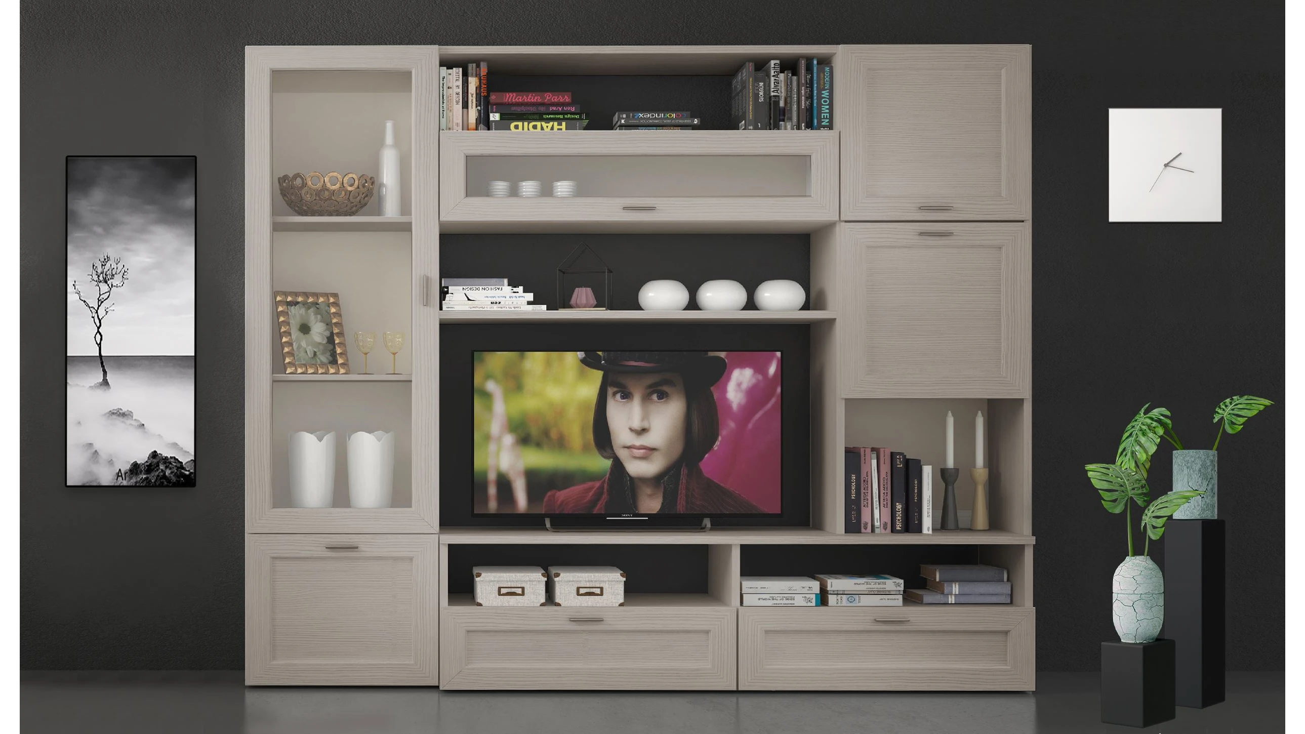 Parete Attrezzata L 243 cm H 212 cm - como