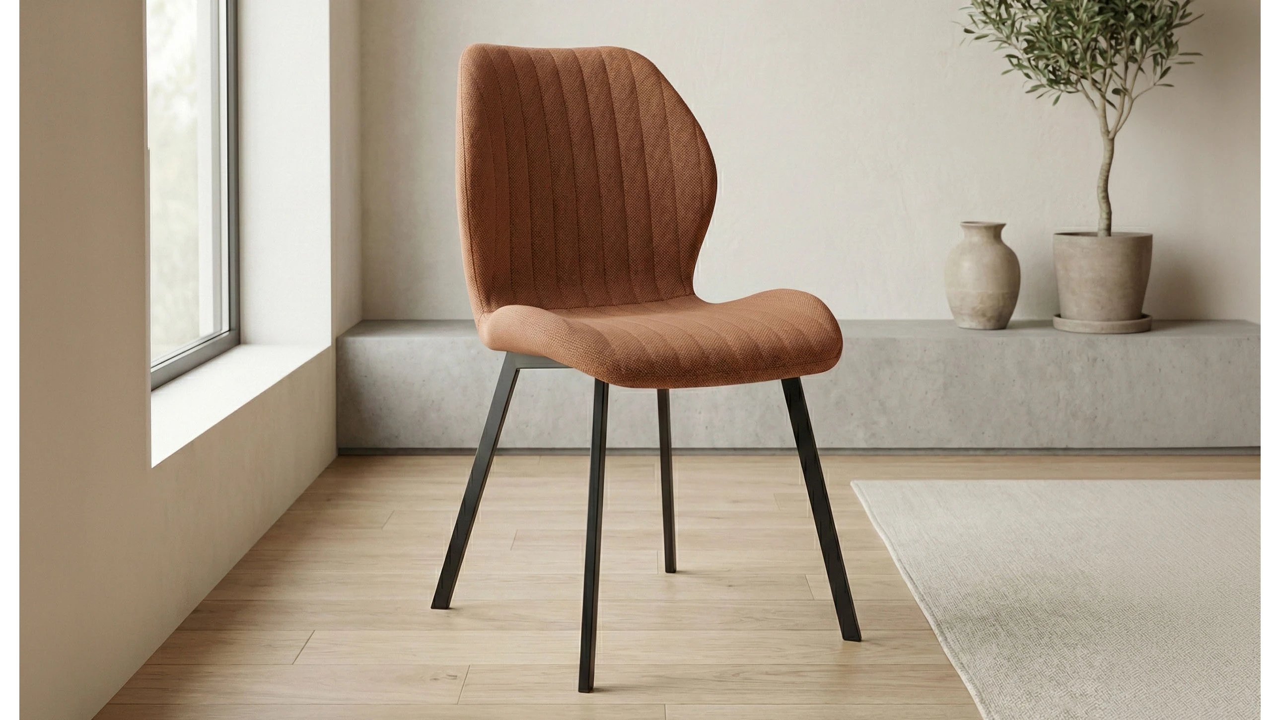 Sedia in tessuto con gambe metallo - nora