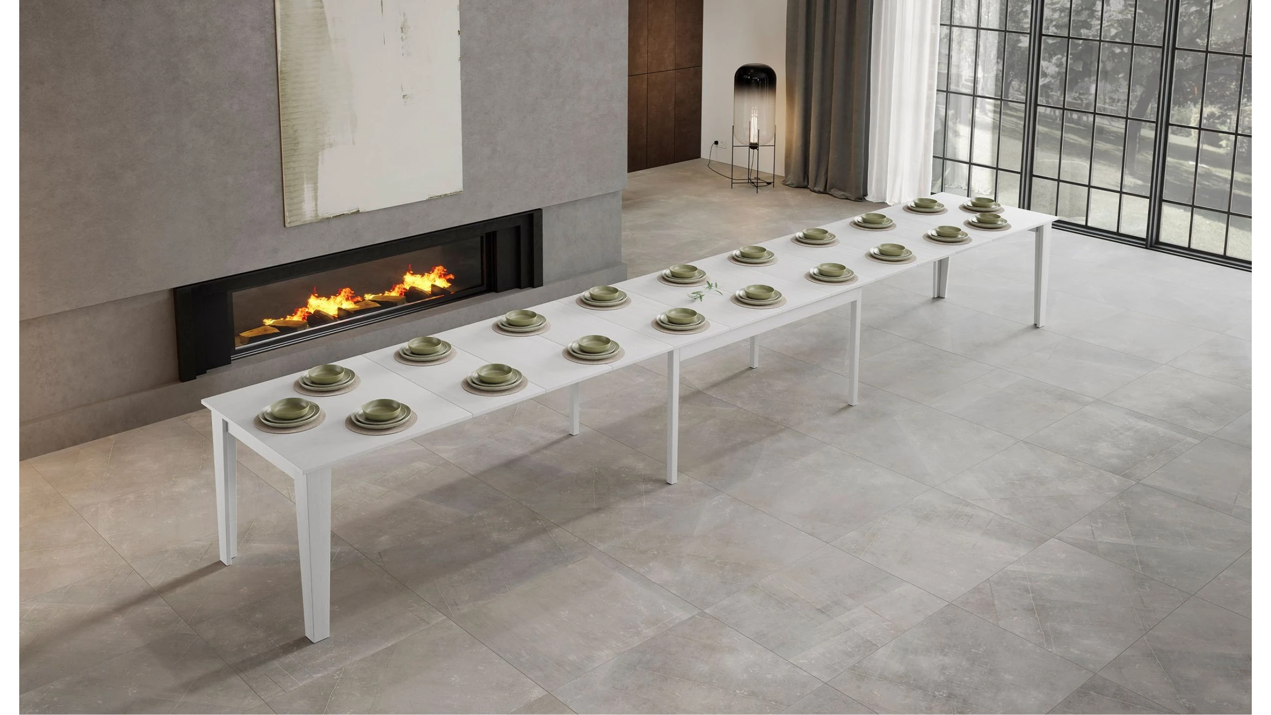 Tavolo L 160 cm x P 90 cm allungabile a 560 cm - arco