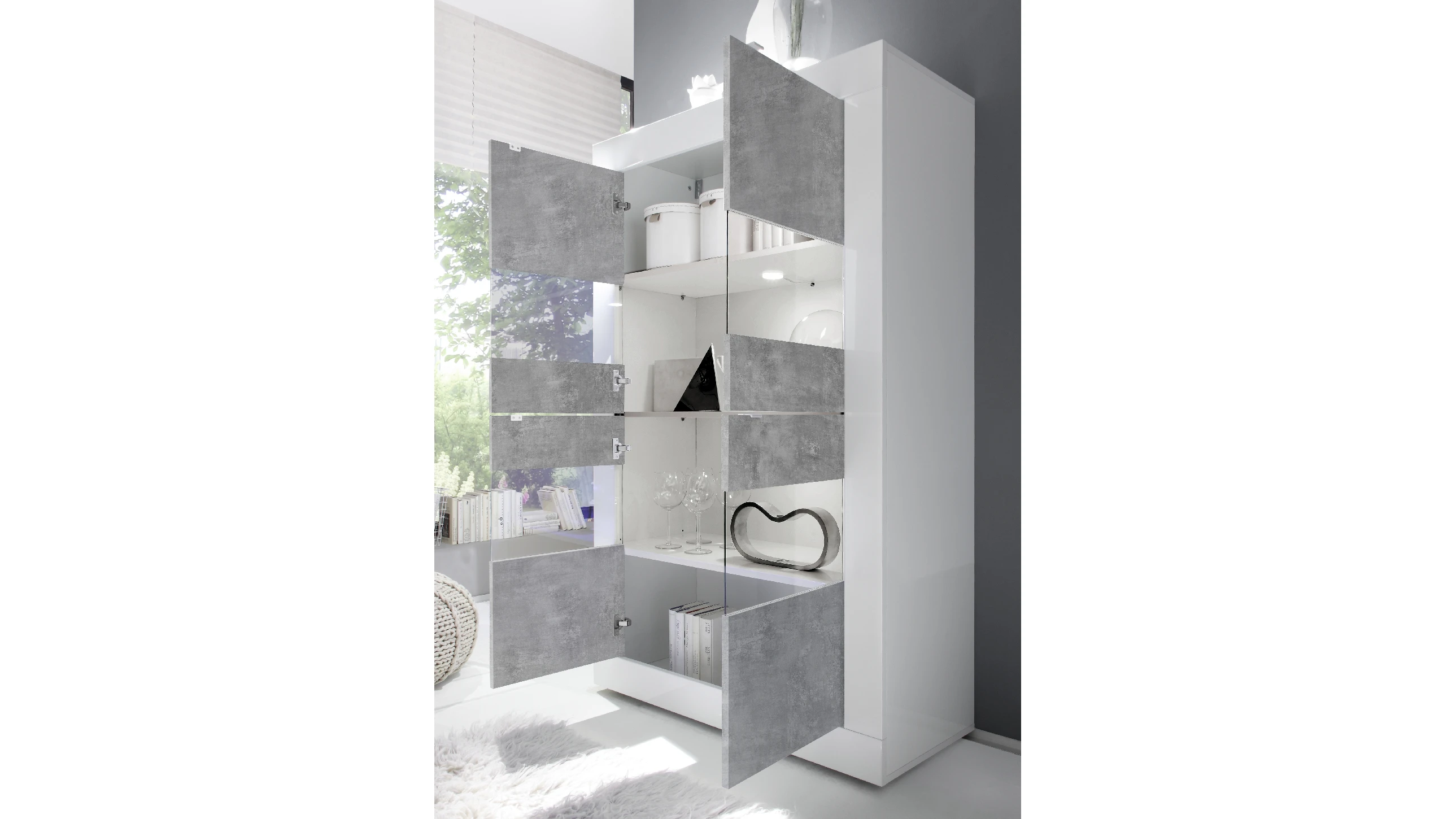 Vetrina 4 ante L 102 cm H 162 cm - brooklyn
